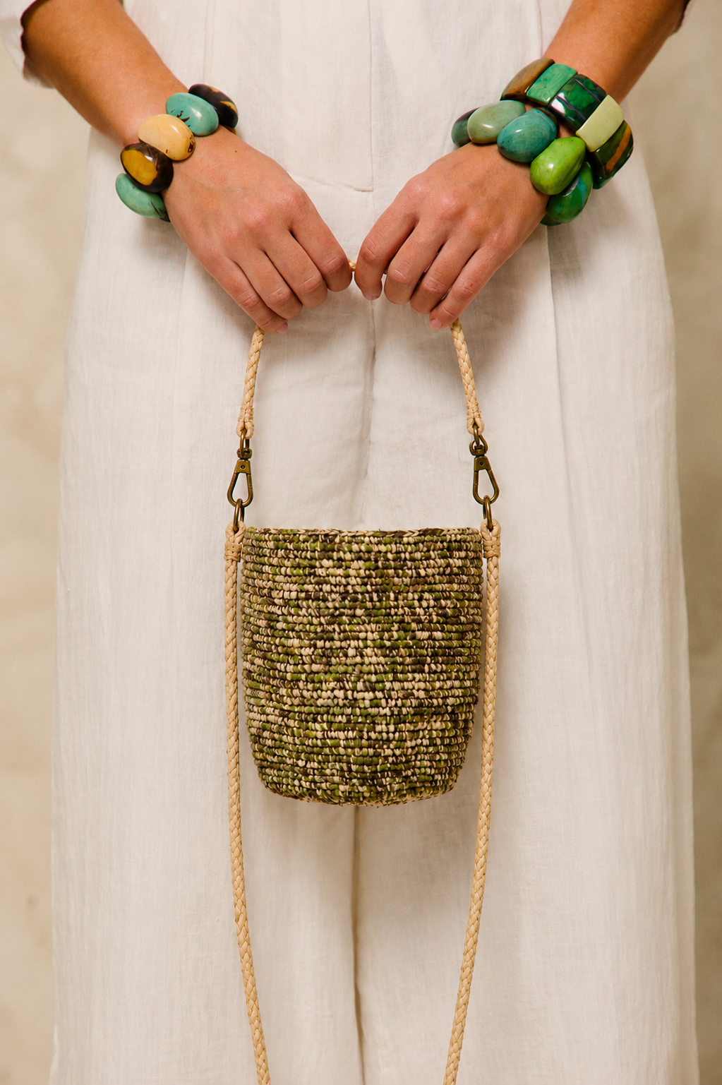 Kely Mini Raffia Bucket Bag