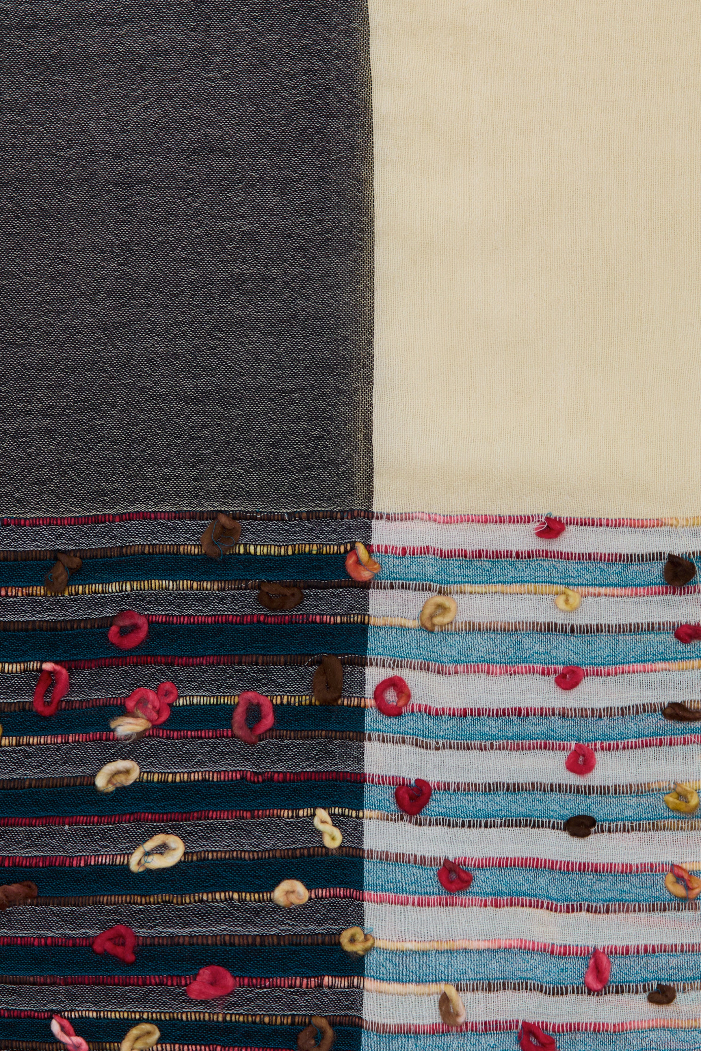 Grey and cream handcrafted scarf.