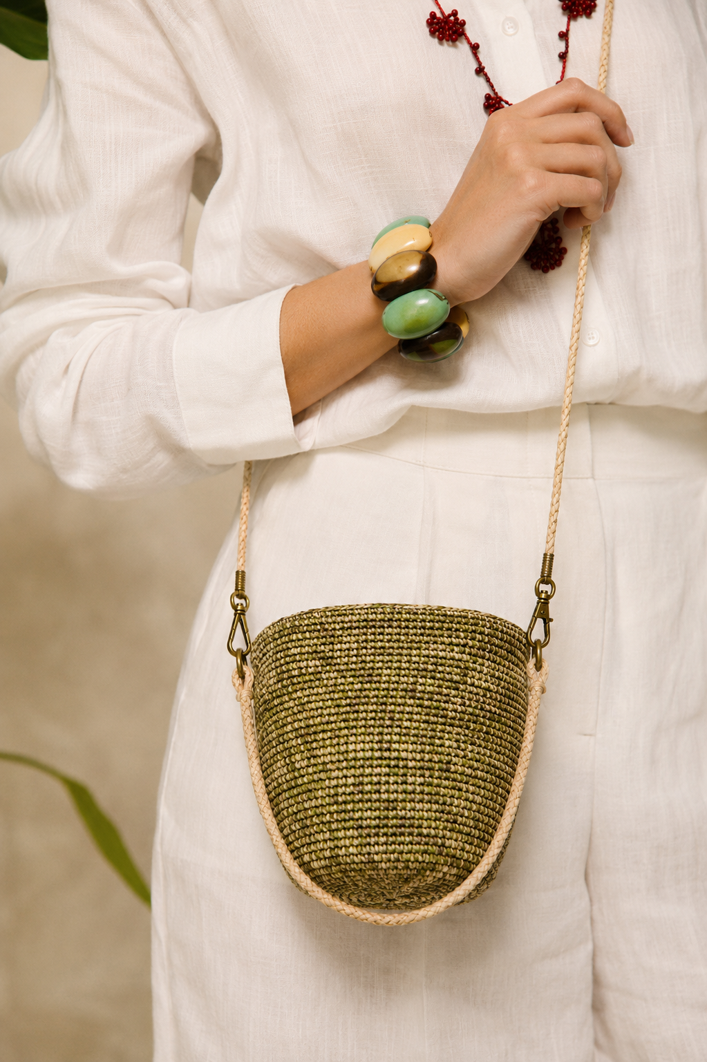 Kely Mini Raffia Bucket Bag