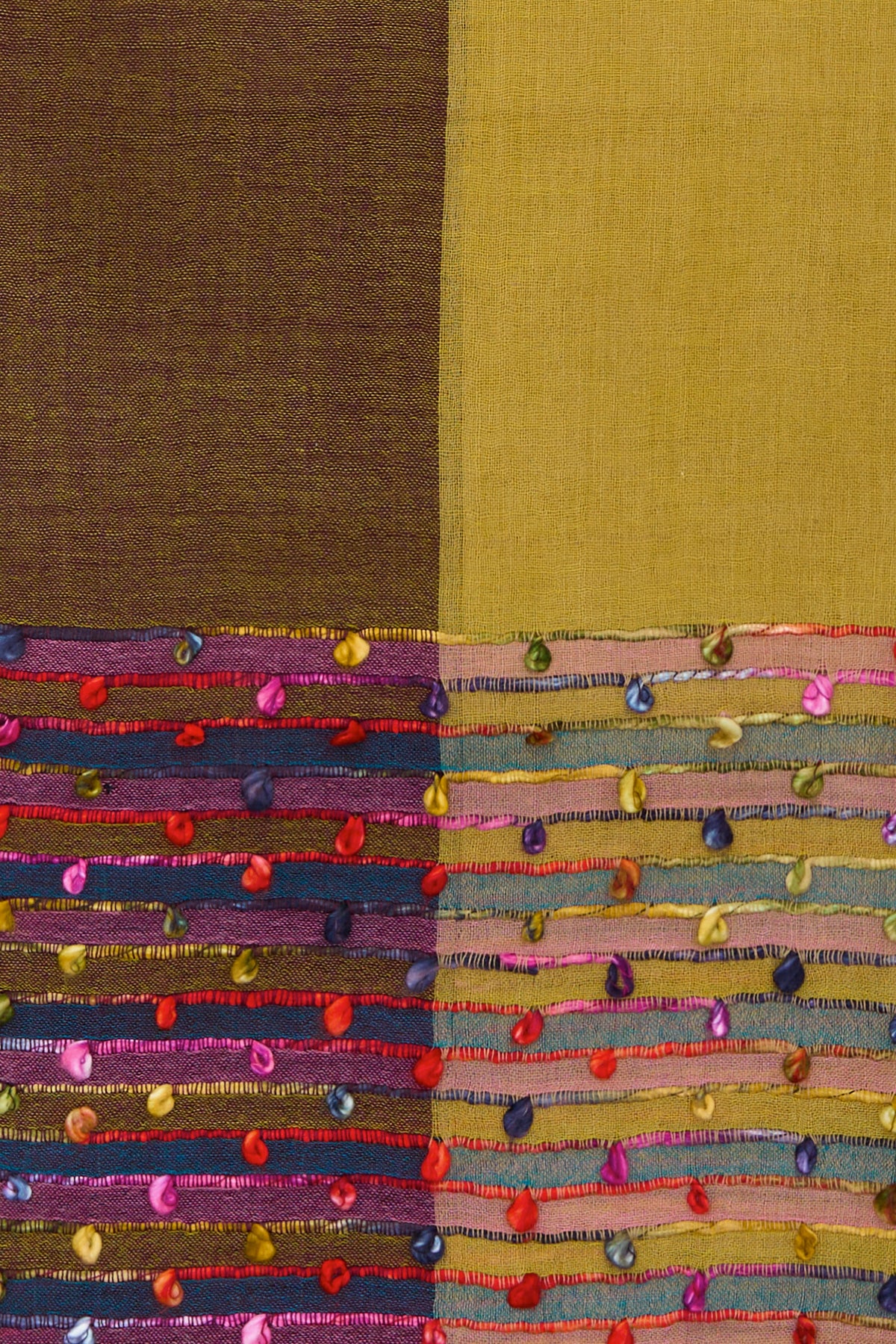 Brown and mustard handcrafted scarf